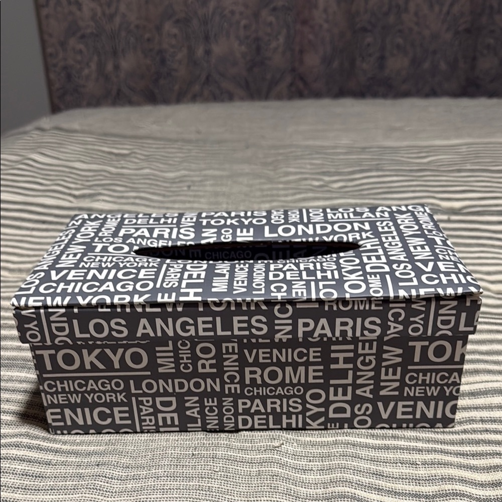Simons Black and White Cityscape Tissue Box